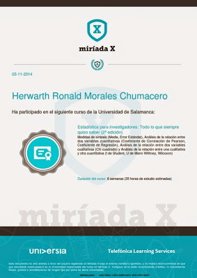 Certificado Otorgado por la Universidad de Salamanca - España