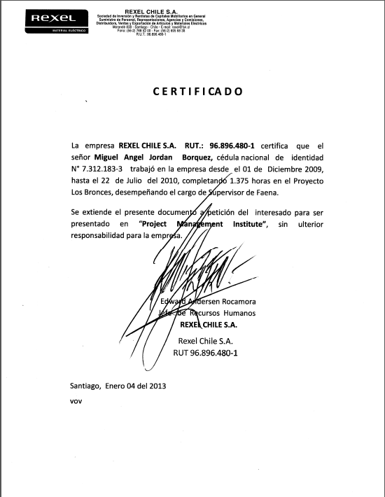 Certificaciones laborales Miguel A.Jordan Ingeniero Civil Electricista ...