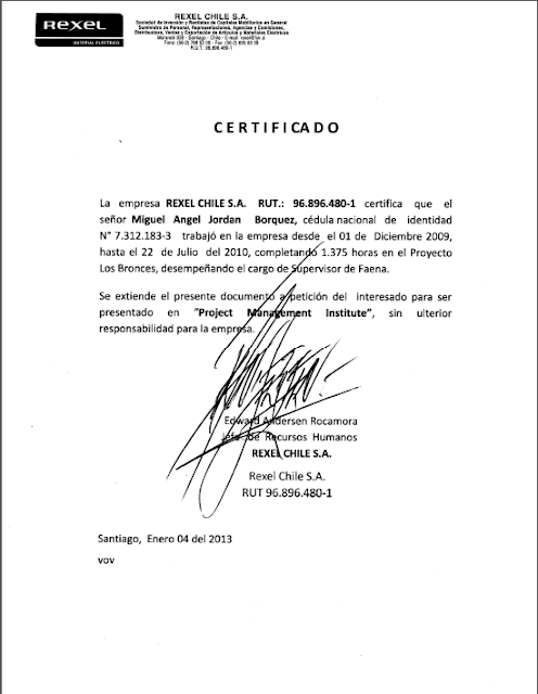 Certificaciones laborales Miguel A.Jordan Ingeniero Civil Electricista