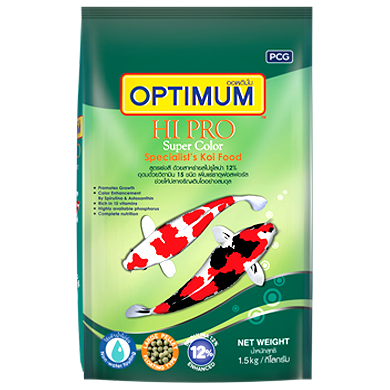 อาหารปลาคาร์ฟ Optimum HiPro Super Color สูตรเร่งสีอย่างเร่งด่วน (ถุงสีเขียวเข้ม)