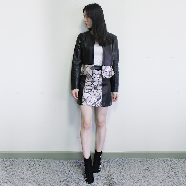 traffic people blog review, traffic people review, sequin mini skirt outfit, sequin leather jacket, sequin skirt outfit, trafficpeople clothing, traffic people review, traffic people jacket