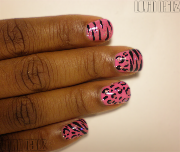 Cheetah Print and Tiger Stripes Over OPI Teenage Dream and Short Story