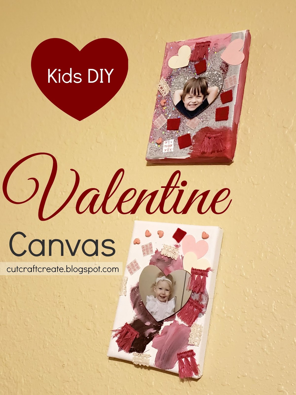 Cut, Craft, Create Valentine's Canvas with Paint & Photo [Kids DIY]