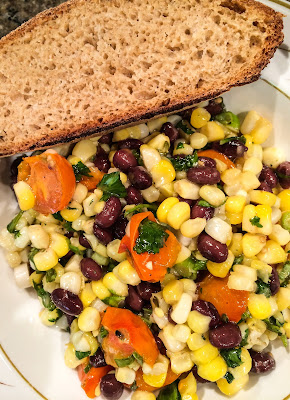 Plan no 5 Lunch - black beans salad with whole wheat bread Plan no 5 Lunch - black beans salad with whole wheat bread