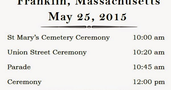 Franklin Matters: Memorial Day - Parade Schedule and Route