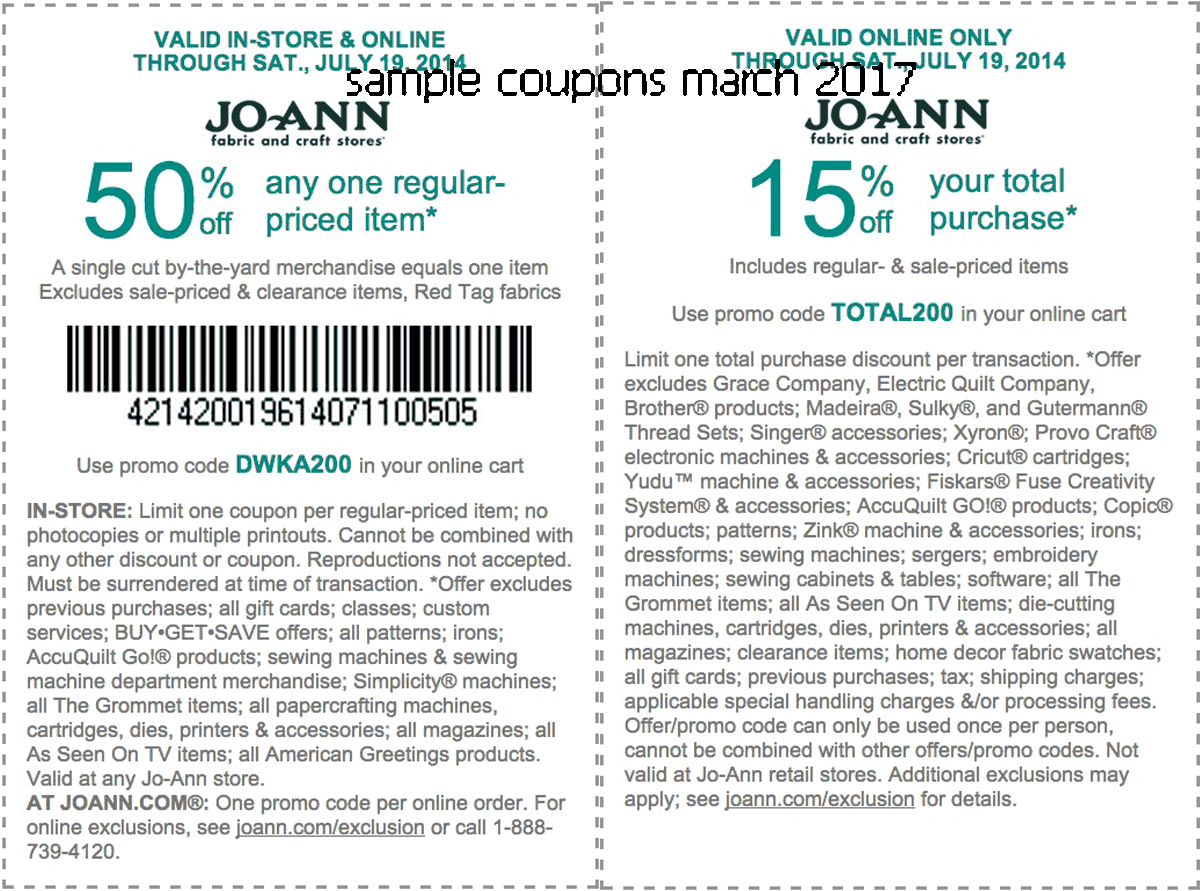 Joann online coupon code