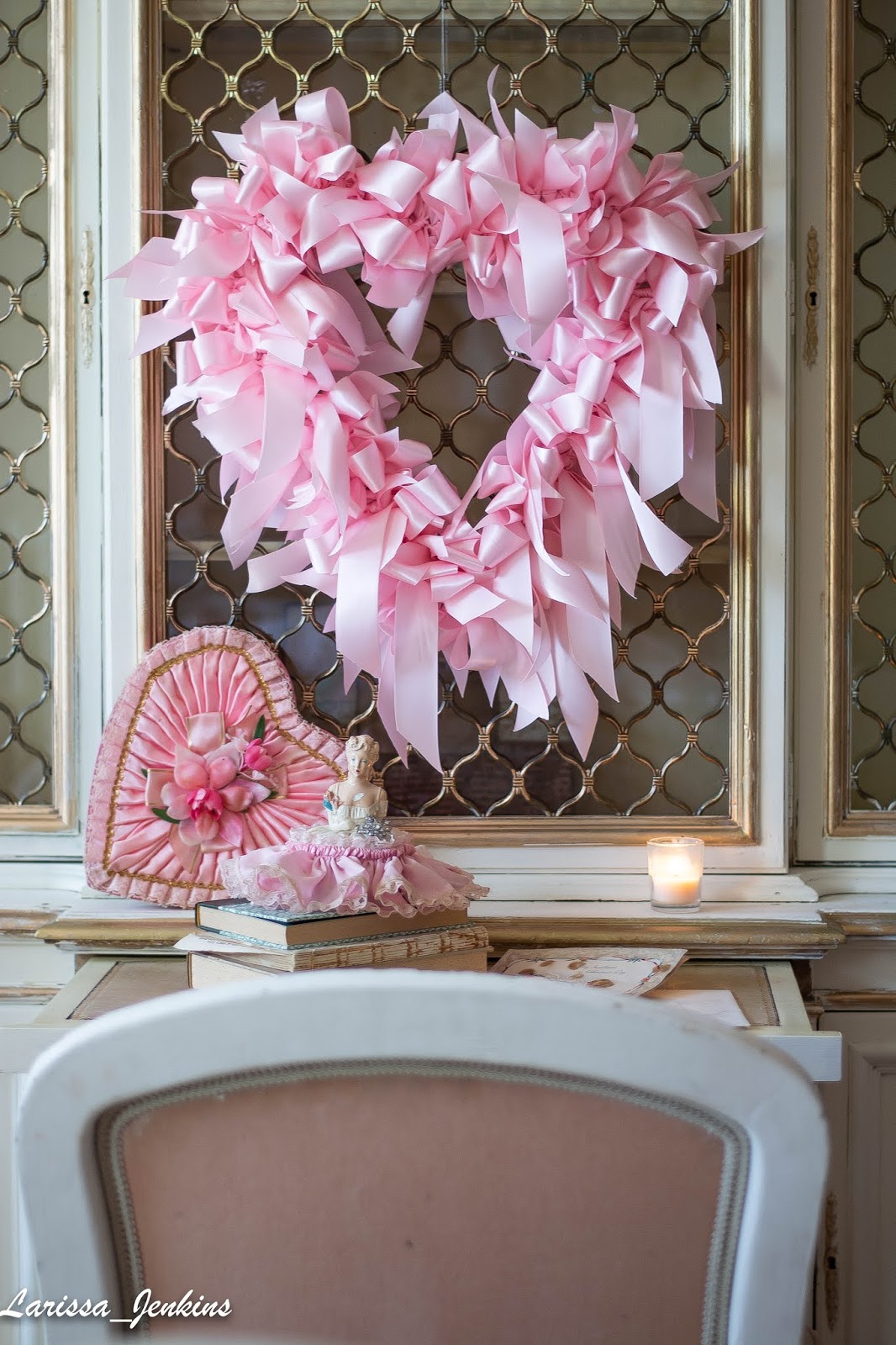Vintage Inspired Satin Heart Wreath - Welch House 1900