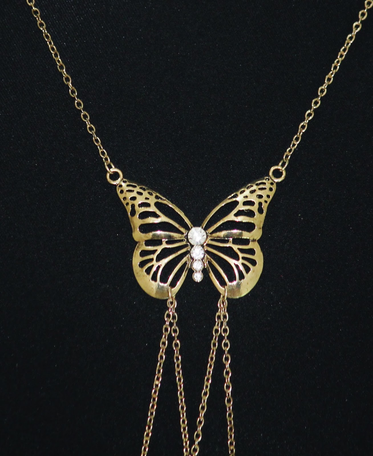 Gold Butterfly Rhinestone Pendant Body Chain Necklace - Navah Adi 