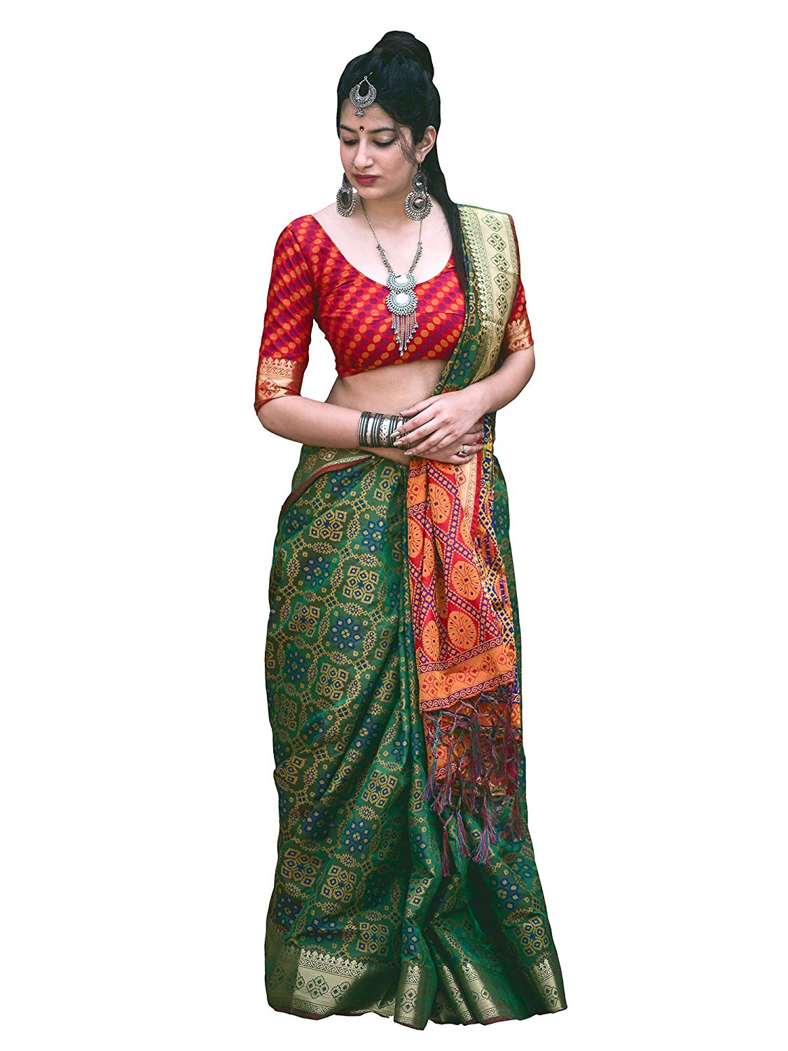 Applecreation Women'S Patola Silk Saree With Blouse Piece (8)
