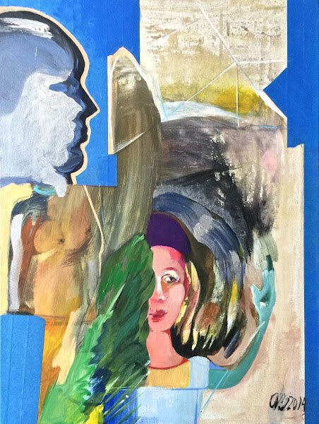 Inspiración, C. 2014. Óleo sobre lienzo, con collage. 24 x 18 pulg. Imagen: MAL Gallery.