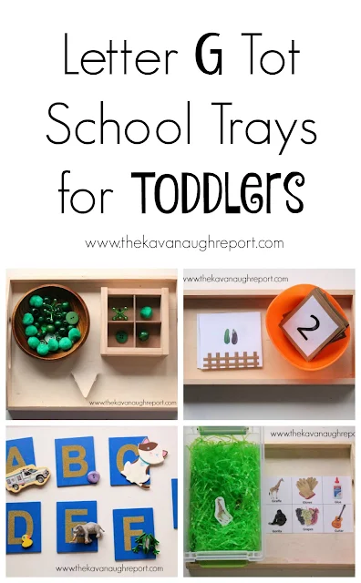 Letter G tot school tray ideas. Here are some easy, DIY ideas to help teach toddlers letters. 