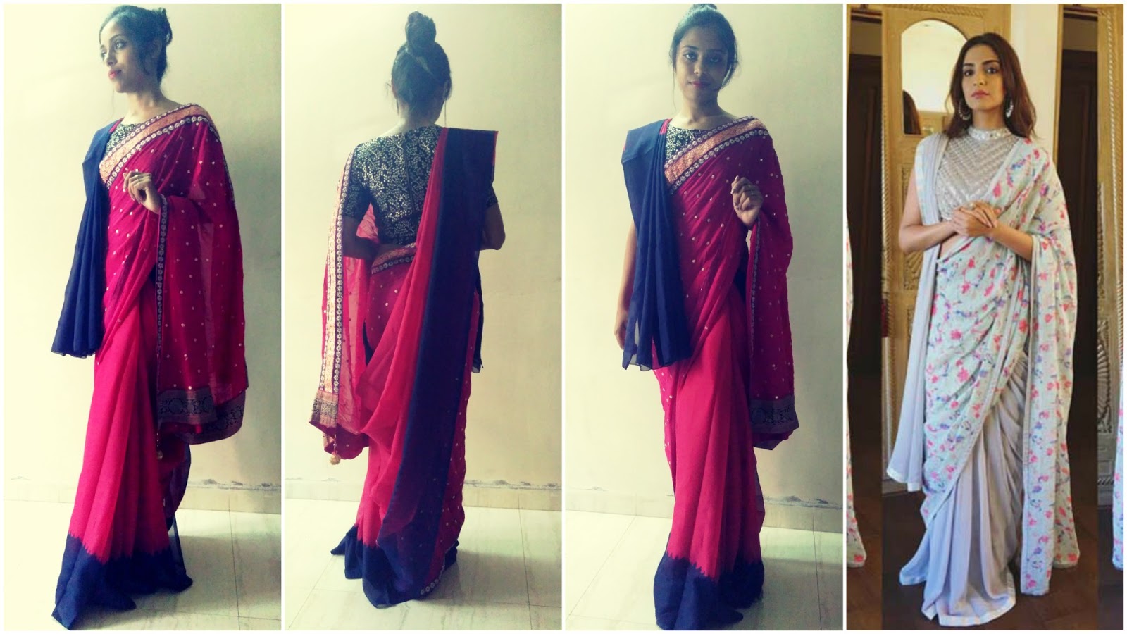 How To Wear Sonam Kapoor Double Pallu Saree 4 Double Drape
