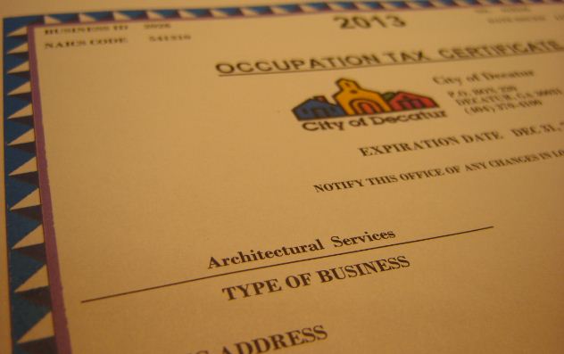 Sample business license for Decatur (county seat of DeKalb County)