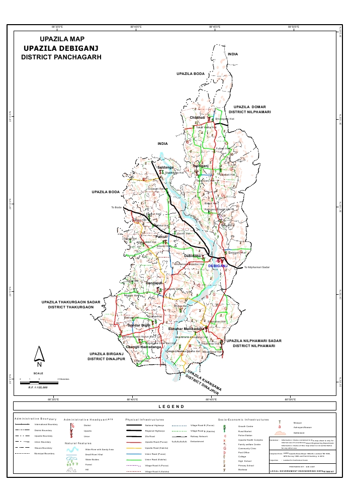 Debiganj Upazila Map Panchagarh  District Bangladesh