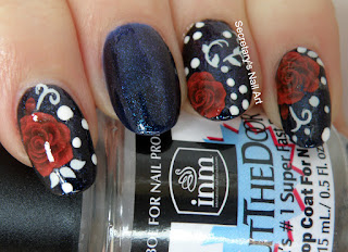 Rose and blue nail art