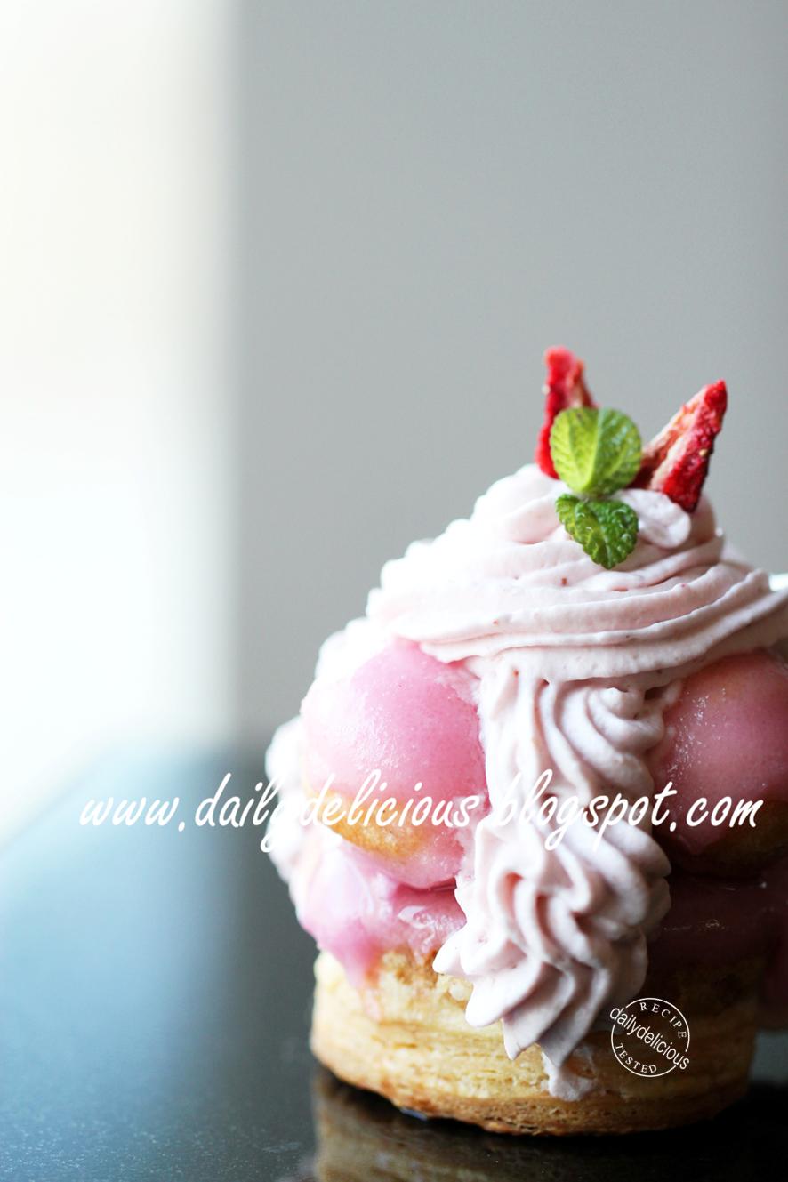 dailydelicious thai Saint Honore Fraise Cute, individual Strawberry