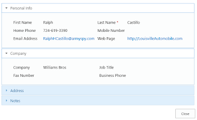 SharePoint form with accordion
