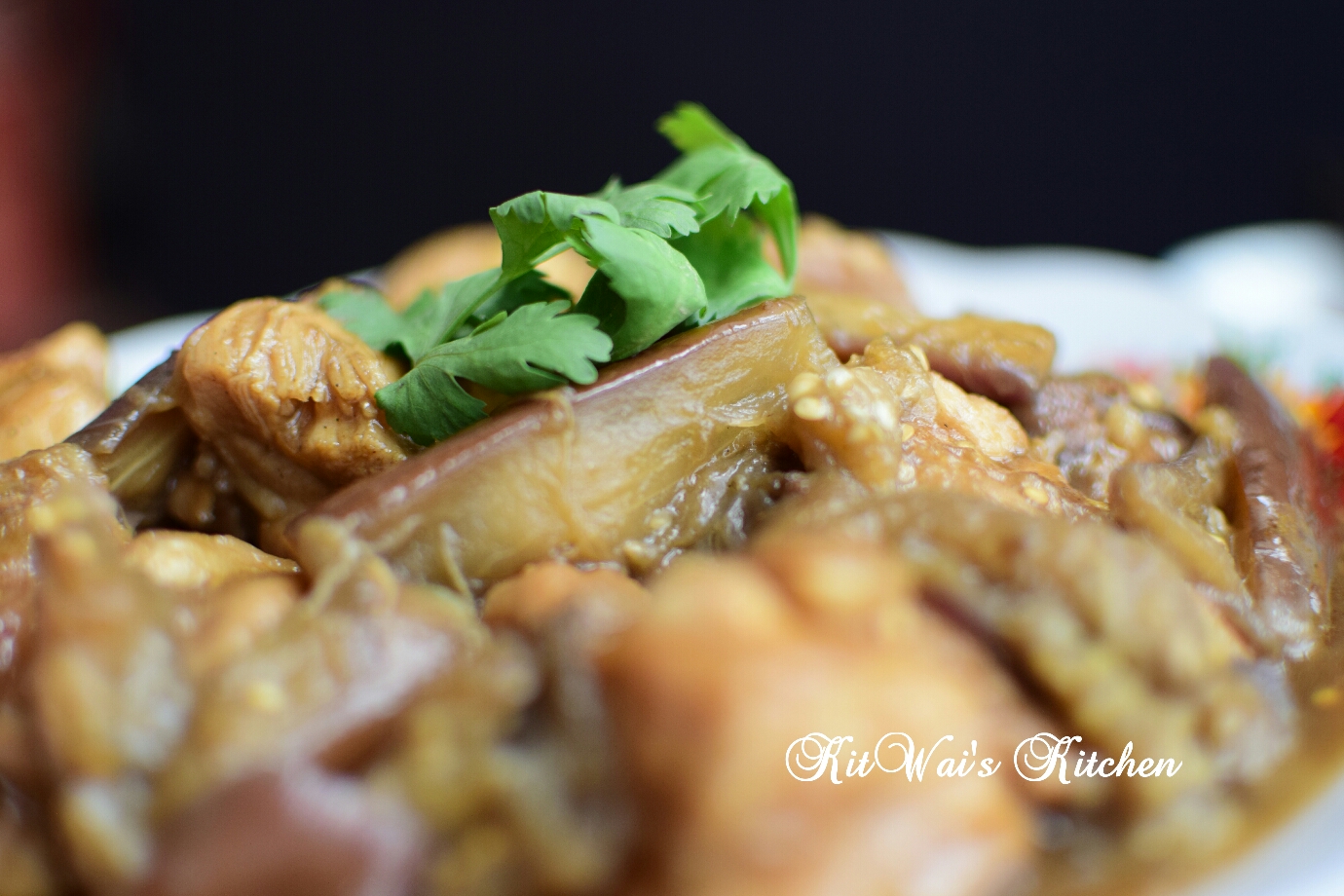 Kit Wai's kitchen 香茄蚝油焖鸡腿 Stew Chicken Leg with Eggplant & Oyster Sauce