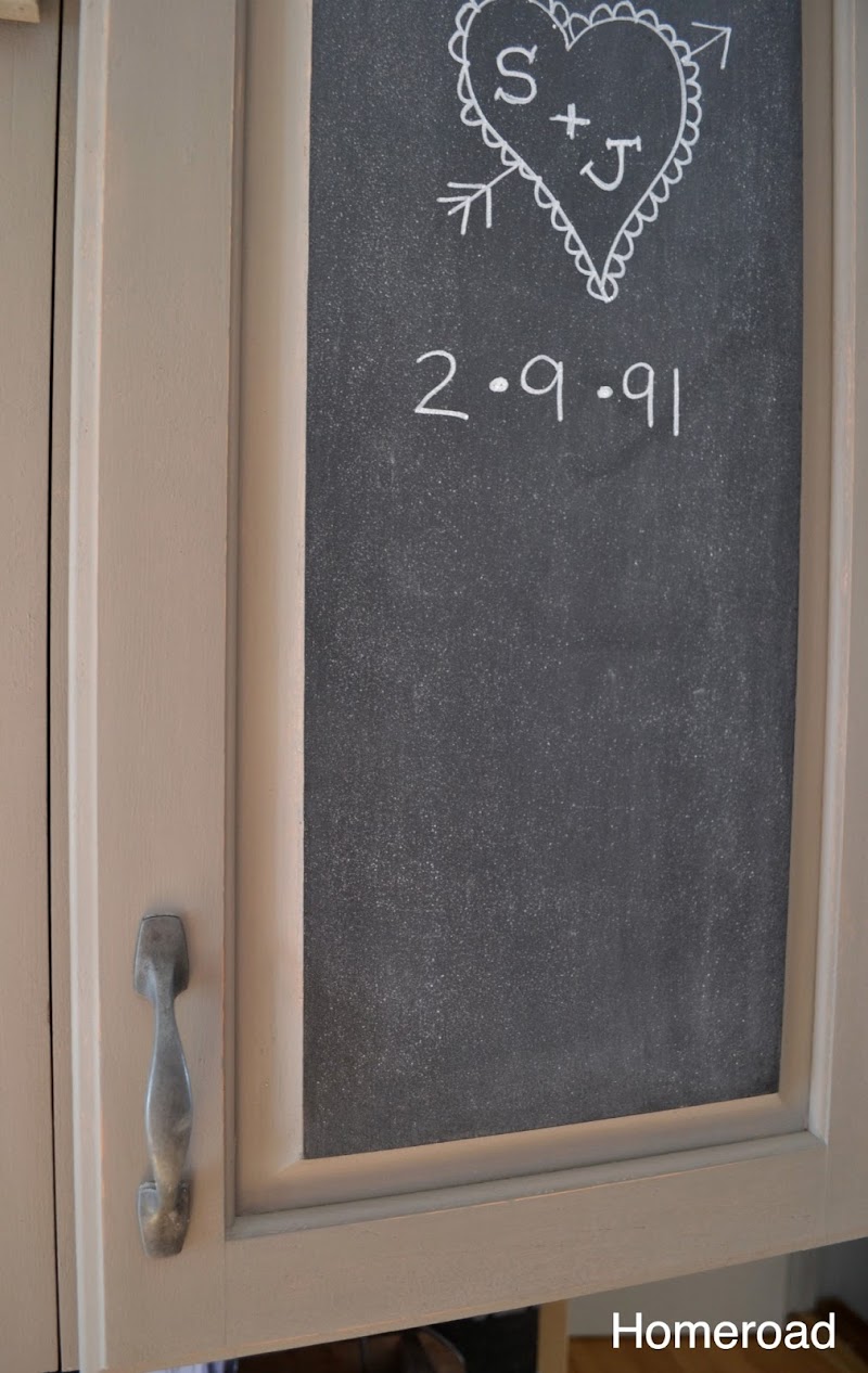 DIY Kitchen Cabinet Chalkboard Door Message Center                                     