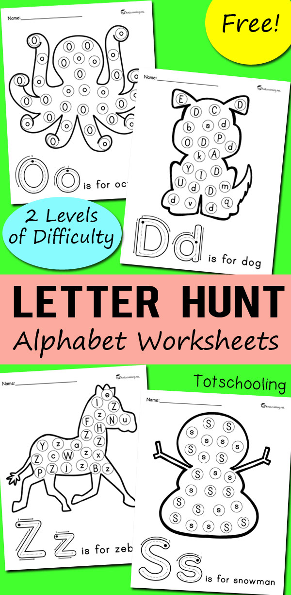 Alphabet Letter Hunt Worksheets Totschooling Toddler Preschool 