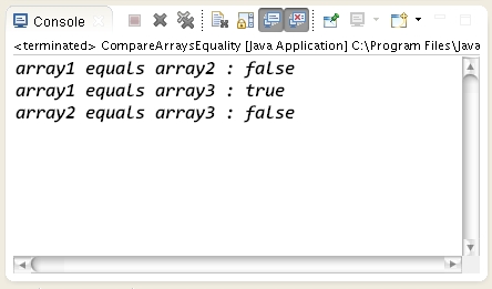 How compare two or more arrays equality in Java ?. | Learn Java Examples