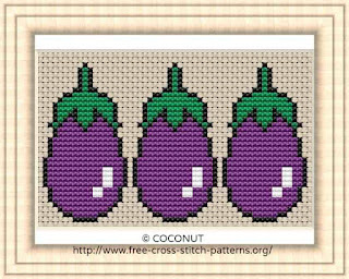 Eggplant, Free and easy printable cross stitch pattern