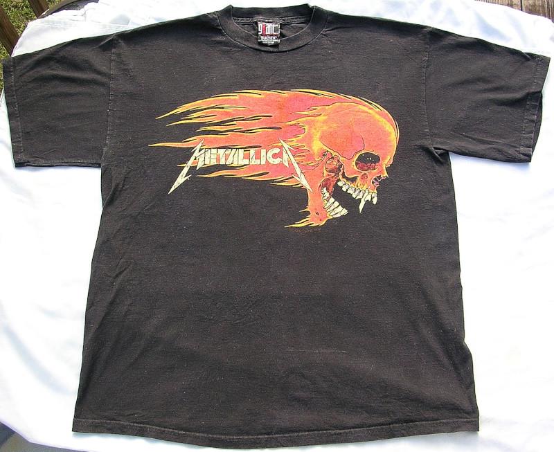 metallica flaming skull shirt