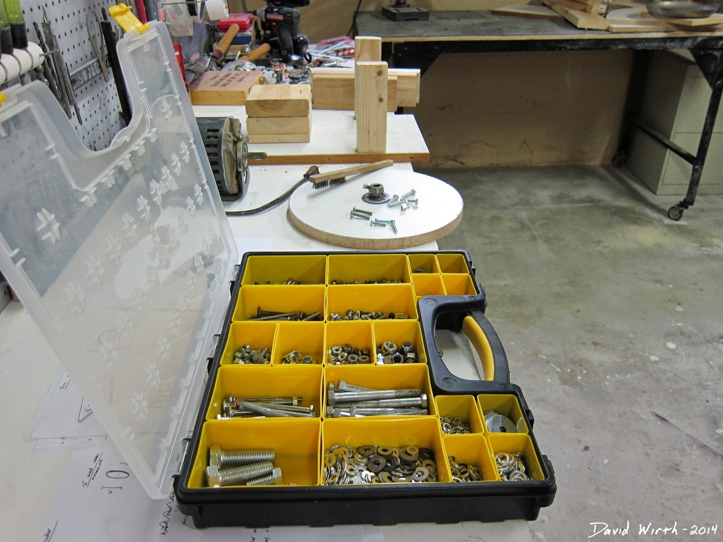 organize bolts, washers, nuts, parts, cases