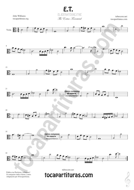  Viola Partitura de ET Sheet Music for Viola Music Score