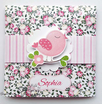 convite artesanal infantil floral provençal rosa passarinho jardim encantado menina delicado