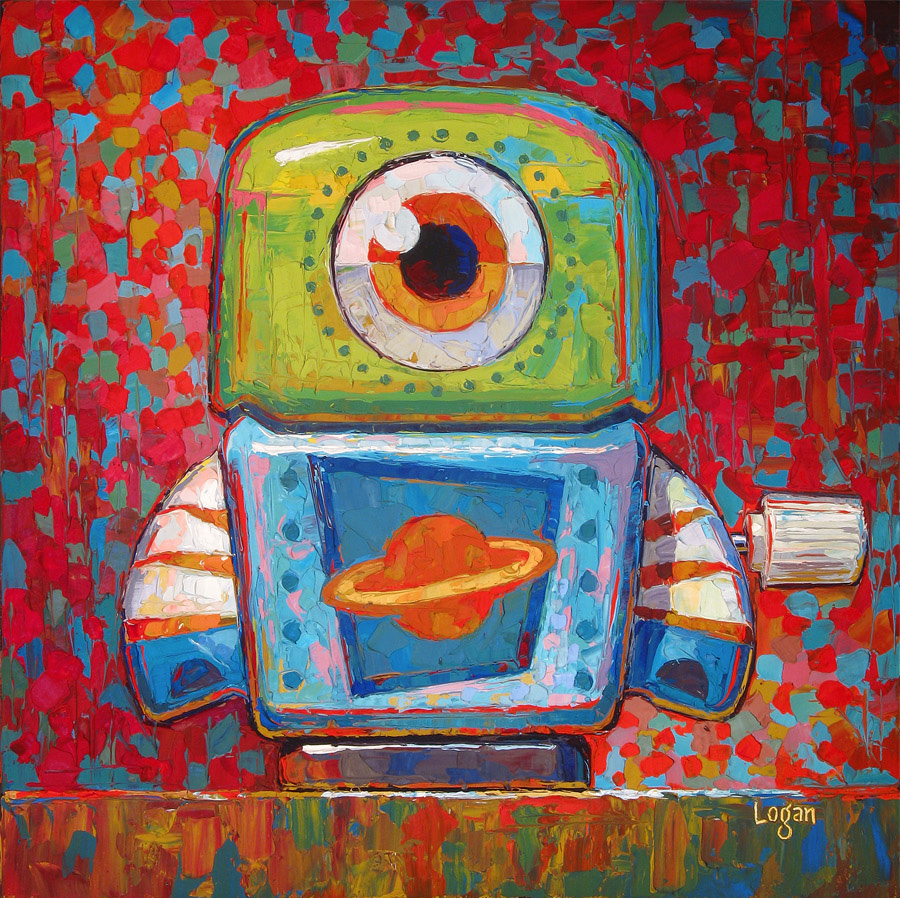 Raymond Logan's Latest Work Wind Up Tin Toy Robot One