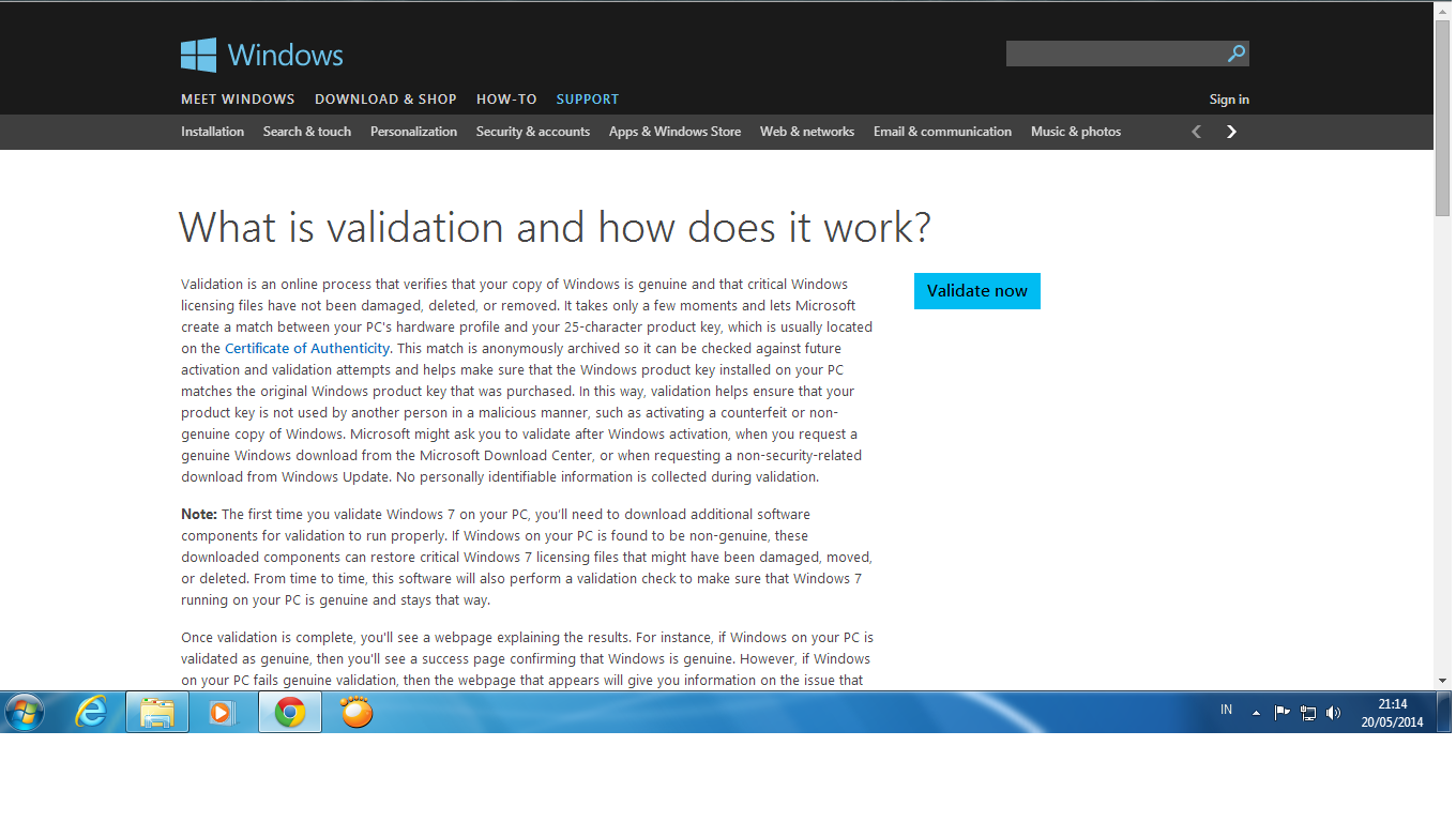 Windows validate. Windows validate