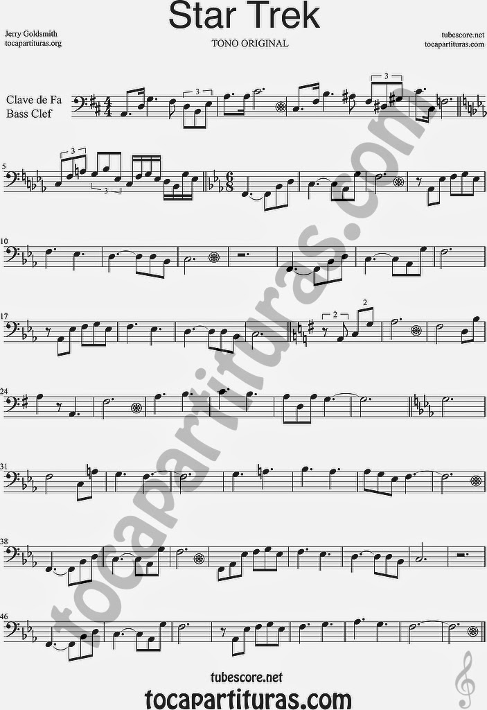  Star Trek Partitura de Violonchelo y Fagot Sheet Music for Cello and Bassoon Music Scores TONO ORIGINAL