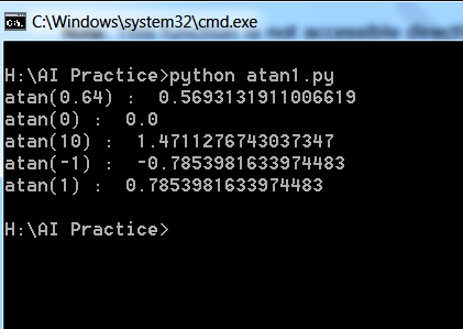 Artificial Intelligence World: Number atan() Method