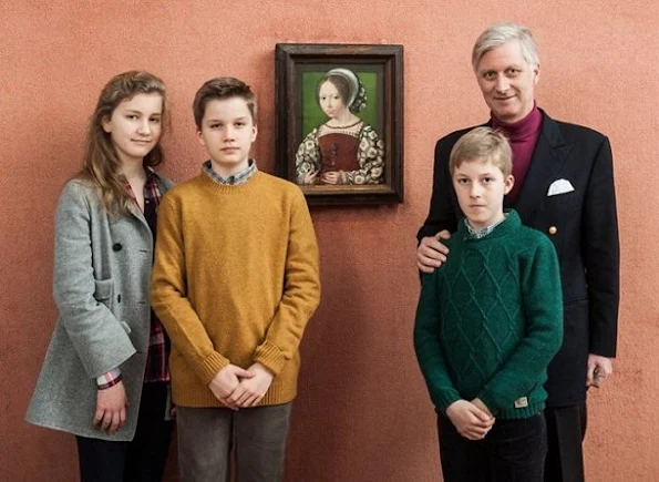 King Philippe, Crown Princess Elisabeth, Prince Gabriel and Prince Emmanuel visited "In Search of Utopia" exhibition