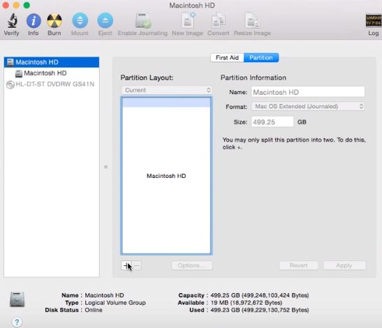 Partition your hard drive for creating dual boot Mac OS X System