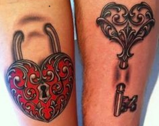 Coração de Cadeado e Chave de Tatuagem