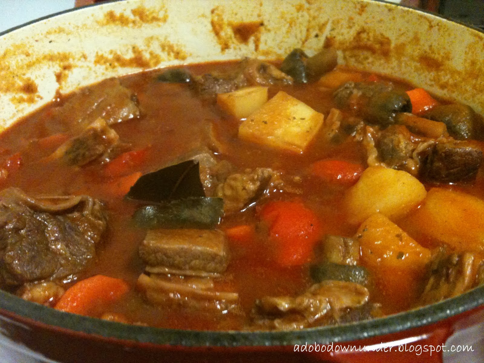 adobo down under Beef Kaldereta Sauvignon