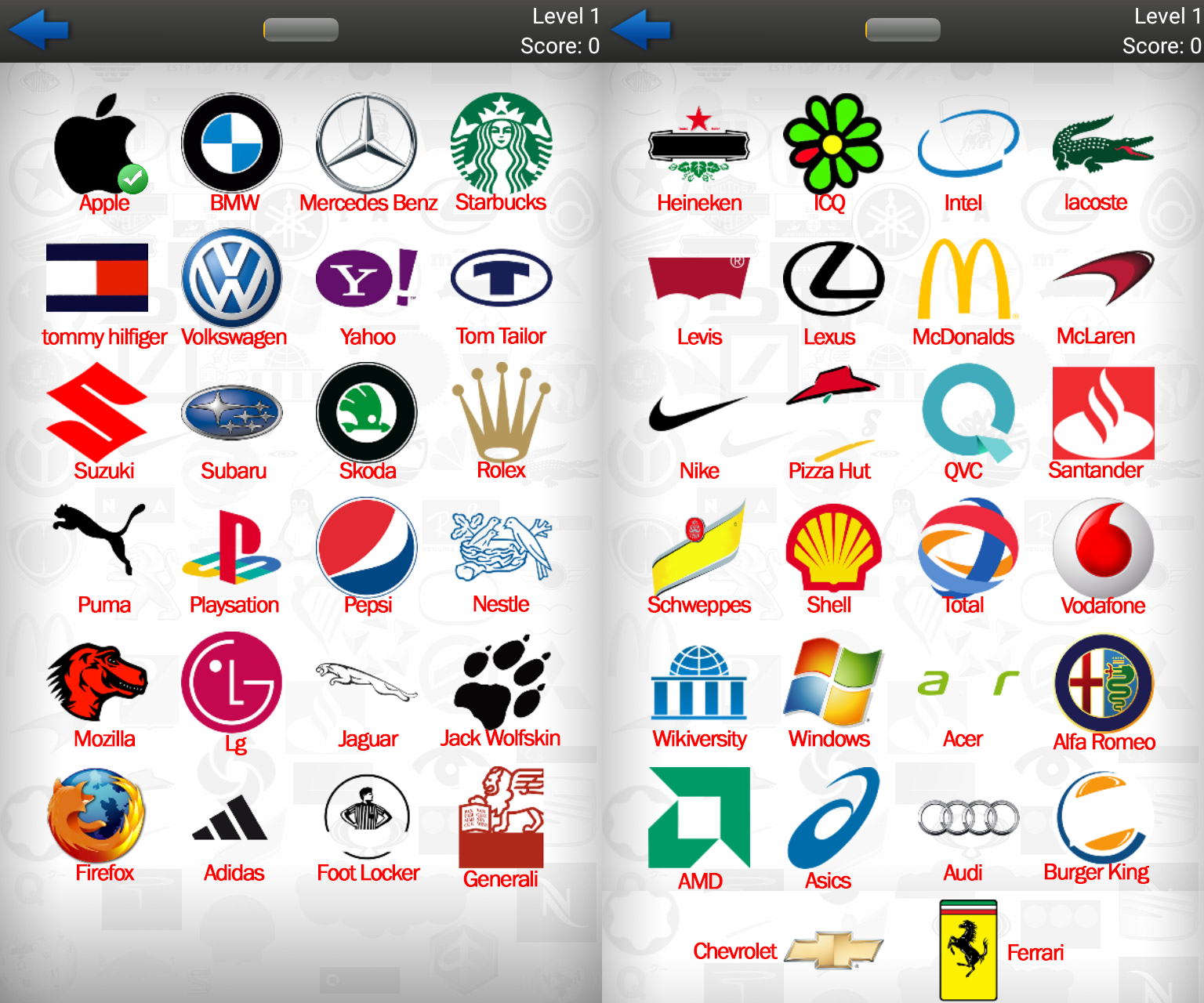 Logos And Names For Logo Quiz Level 1