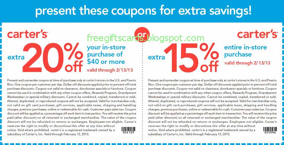 Discount Coupons And Promo Codes 2020 Carter S Coupons