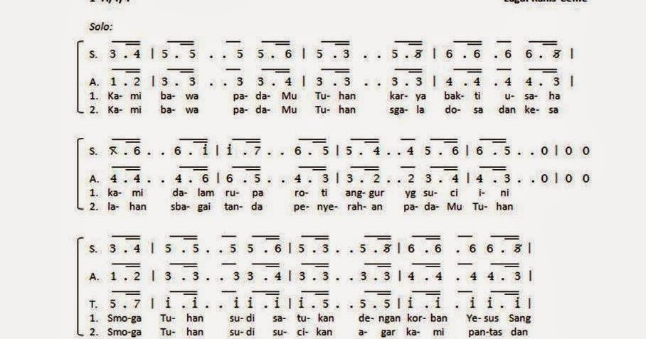 Not Angka Lagu Ruang Rindu Kumpulan Not Lagu