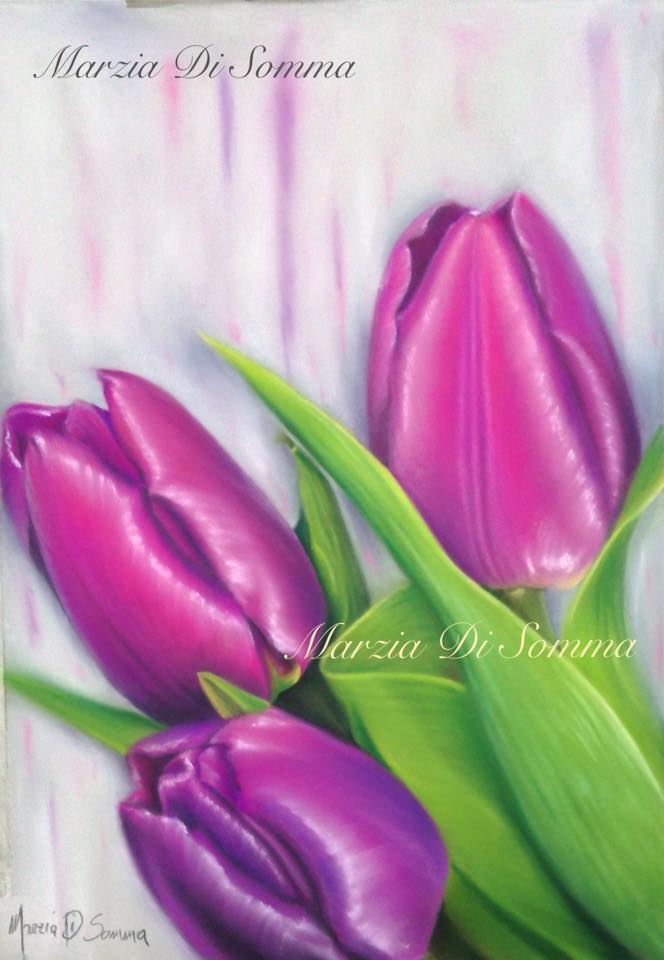 tecnica Pastello * Violet Tulips*