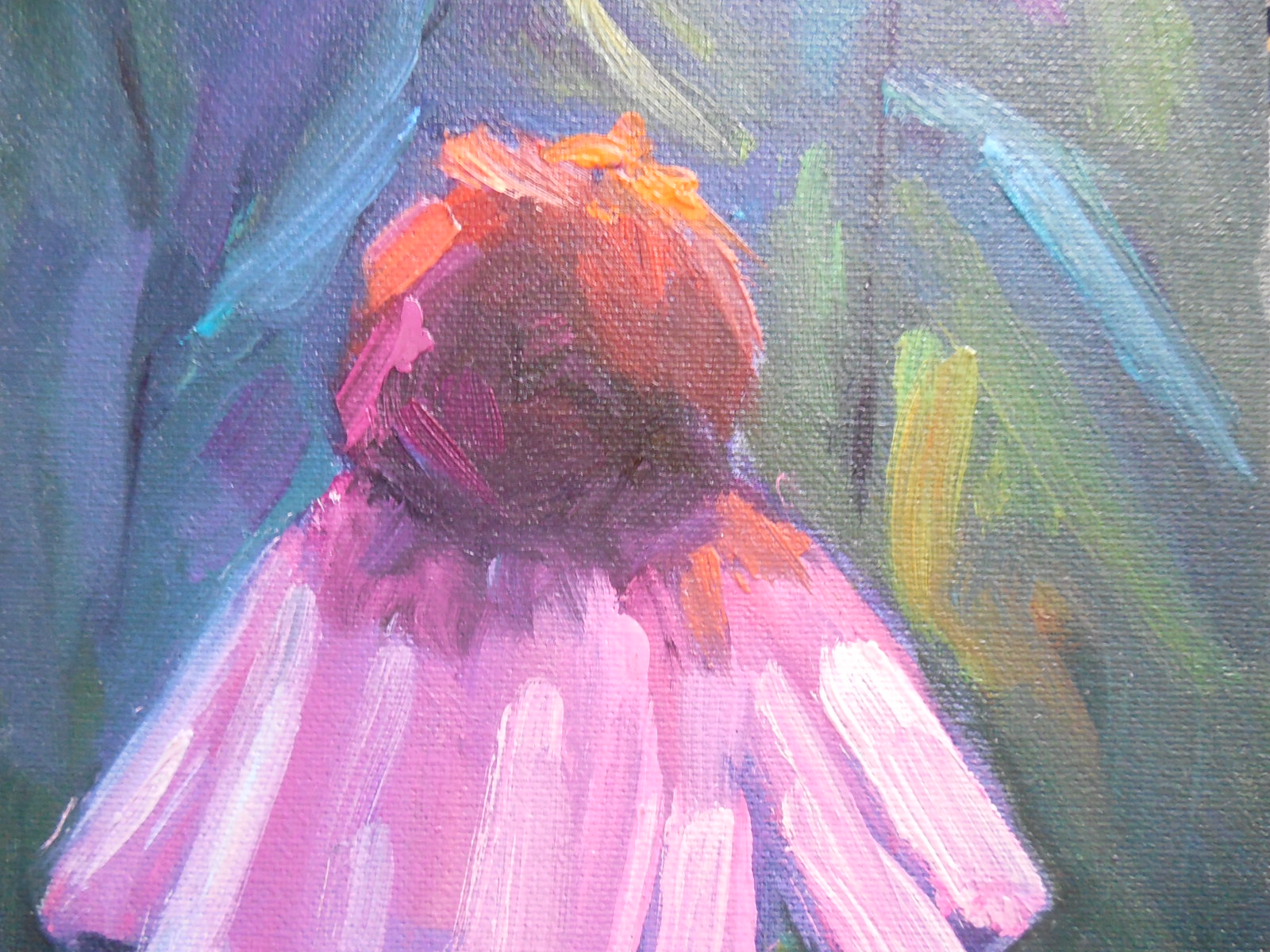 CAROL SCHIFF DAILY PAINTING STUDIO Small Coneflower Painting, SOLD