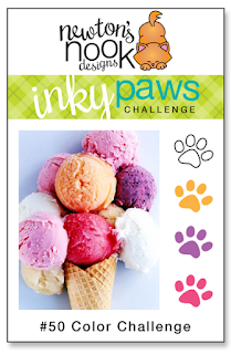 Inky Paws Challenge #50 | Color Challenge: White, Melon, Grape and Strawberry | Newton's Nook Designs #newtonsnook