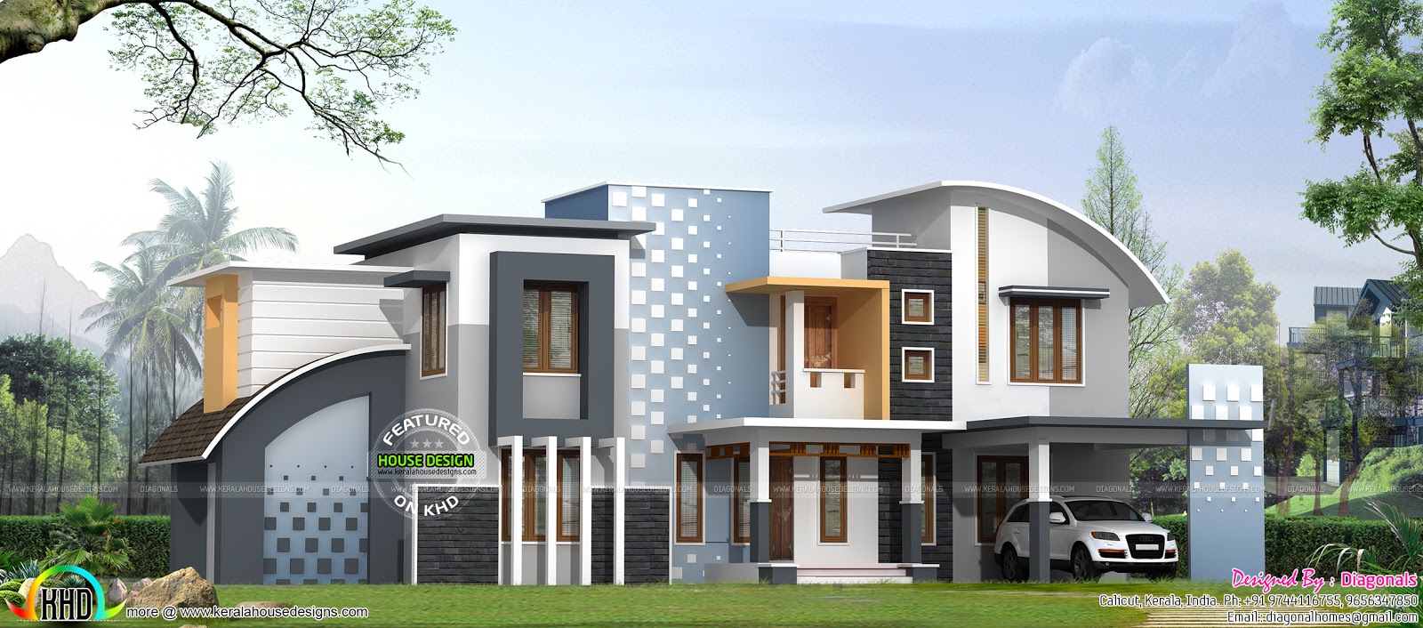Stylishly painted modern home - Kerala home design and floor plans - 9K+ house designs Stylishly Painted Modern Home - Kerala Home Design And Floor Plans - 9K+ House Designs