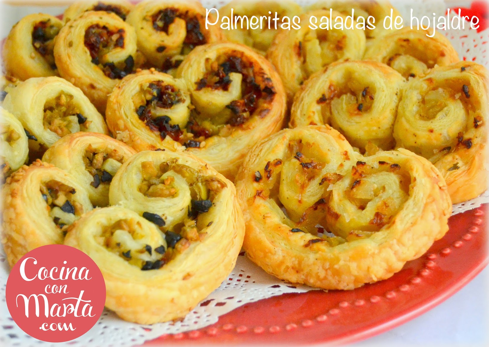 Palmeras saladas hojaldre, palmeritas rellenas, palmeritas caseras, receta fácil, rápida, recetas navidad, entrante, aperitivos, recetas para fiestas, celebraciones, niños, cocina con marta