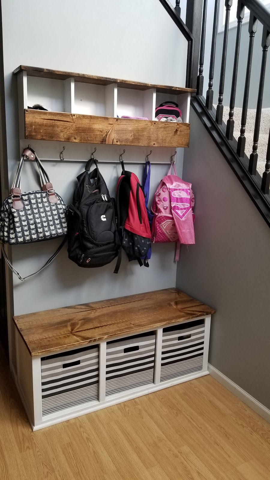 Adam and Kristen New Entryway Bench & Hanging Storage