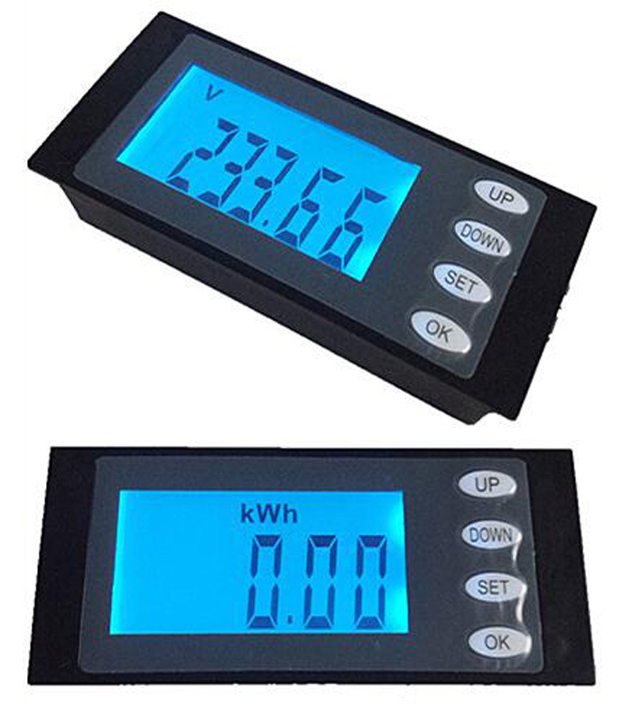 Blue Digital LCD Display Voltmeter Ammeter Power Meter AC 80260V 20A
