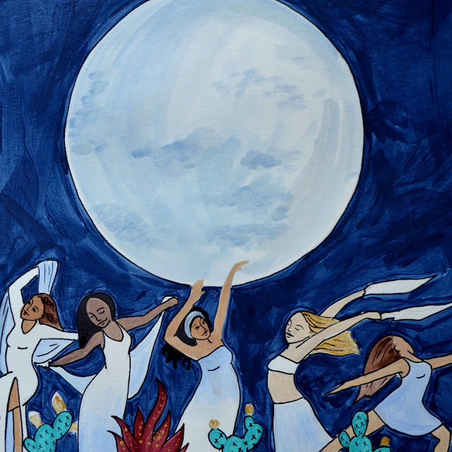 blue moon dancing goddess art Spiritysol Catie Atkinson