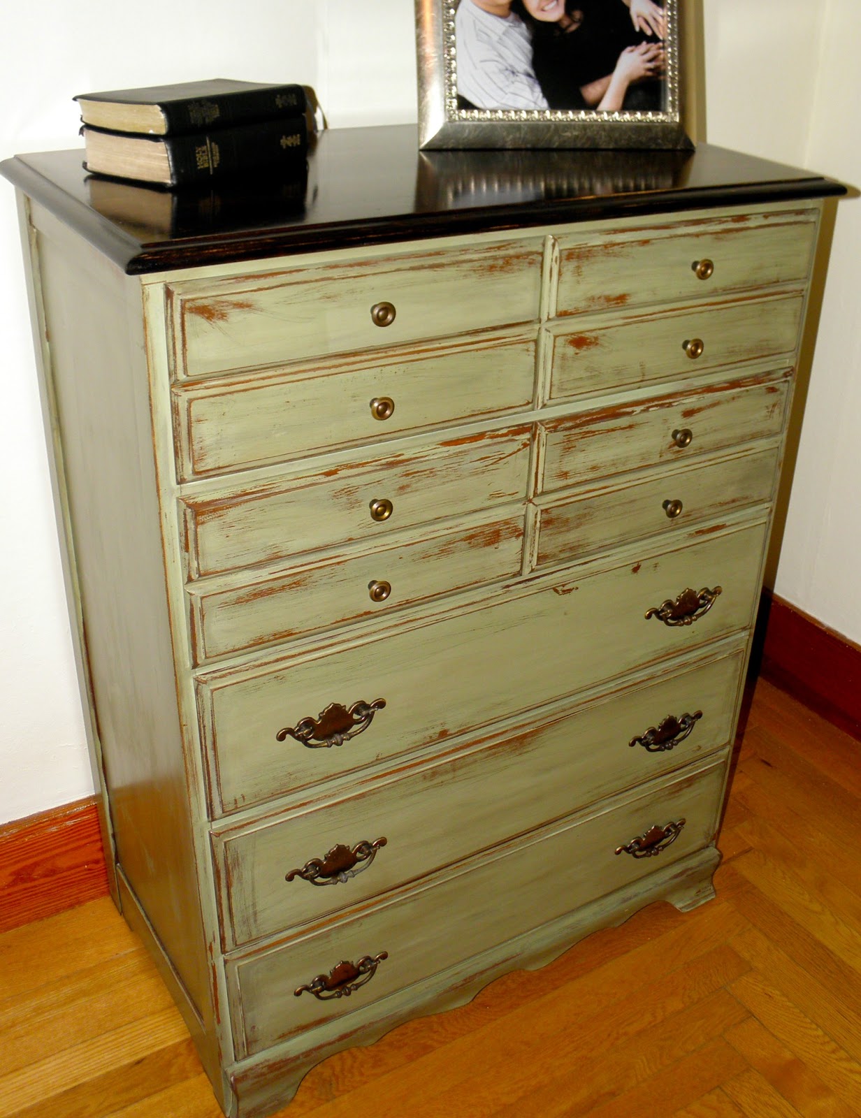 Refinished Furniture Shabby chic light green dresser